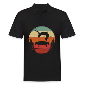 Trampoline Retro Backflip - Männer Poloshirt - Schwarz - Vorne - Kai (181cm)