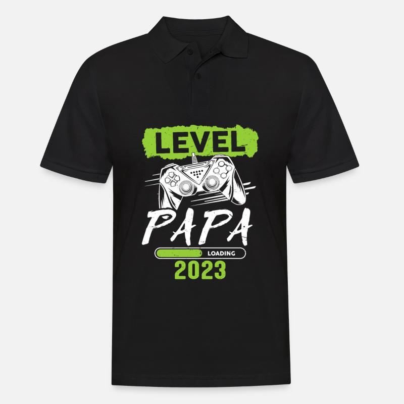 Papa Level Loading 2023 - Männer Poloshirt - Schwarz