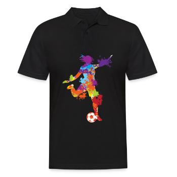 Splash Art Football Female Soccer Color Splash - Männer Poloshirt - Schwarz - Vorne - Kai (181cm)