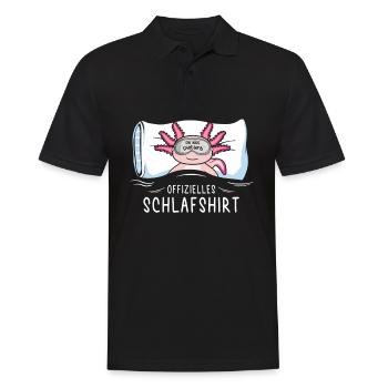 Offizielles Schlafshirt Axolotl mit Schlafbrille - Männer Poloshirt - Schwarz - Vorne - Kai (181cm)
