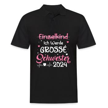 Ich werde eine große Schwester 2024 - Männer Poloshirt - Schwarz - Vorne - Kai (181cm)