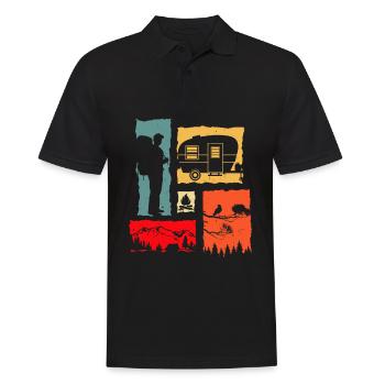 Camper Retro - Männer Poloshirt - Schwarz - Vorne - Kai (181cm)