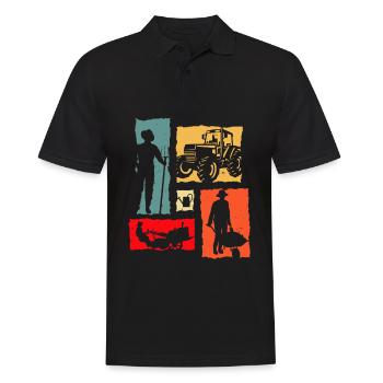 Farmer Retro Farmer Tracteur - Polo Homme - noir - Devant - Kai (181cm)