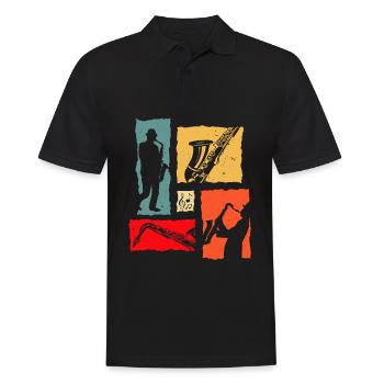 Trompette Rétro - Polo Homme - noir - Devant - Kai (181cm)