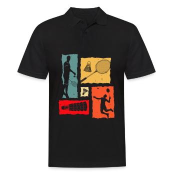 Badminton Rétro - Polo Homme - noir - Devant - Kai (181cm)