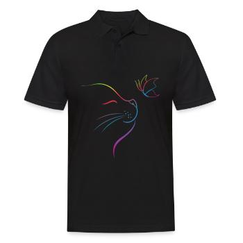Chat avec papillon - Polo Homme - noir - Devant - Kai (181cm)