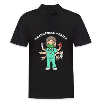 Sechsarmige Krankenschwester Pflegekraft - Männer Poloshirt - Schwarz - Vorne - Kai (181cm)
