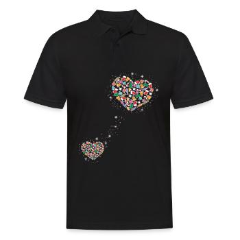 Schwangere Mama Katze Mutter Mama zwei Herzen - Männer Poloshirt - Schwarz - Vorne - Kai (181cm)