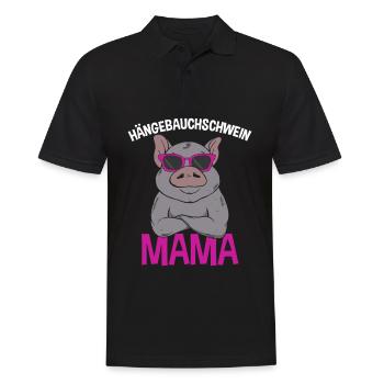 Hängebauchschwein Mama - Männer Poloshirt - Schwarz - Vorne - Kai (181cm)