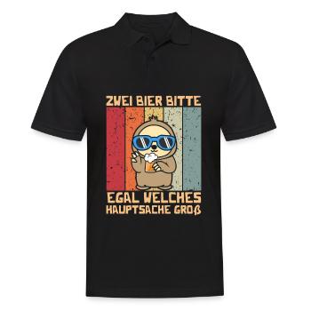 Zwei Bier bitte Hauptsache Groß - Männer Poloshirt - Schwarz - Vorne - Kai (181cm)