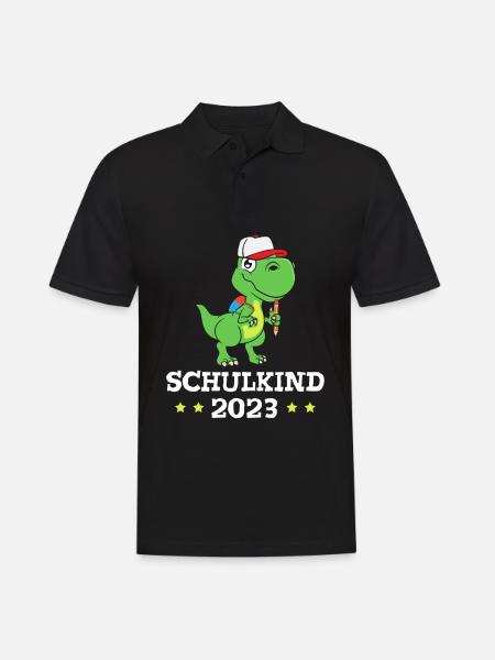 Schulkind 2023 Dinosaurier - Männer Poloshirt - Schwarz
