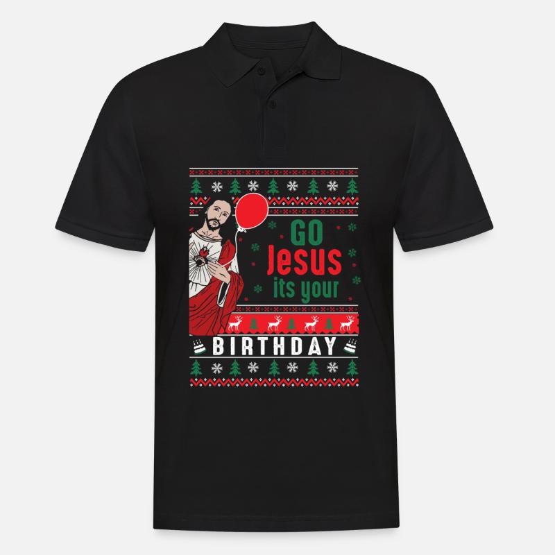 Vas-y, Jésus, c’est ton anniversaire - Polo Homme - noir