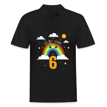 Anniversaire arc-en-ciel 6 ans J’ai 6 ans - Polo Homme - noir - Devant - Kai (181cm)