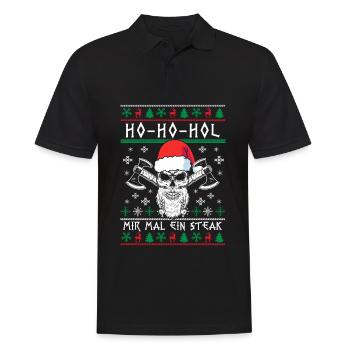 Ho Ho Hol mir ein Steak - Männer Poloshirt - Schwarz - Vorne - Kai (181cm)