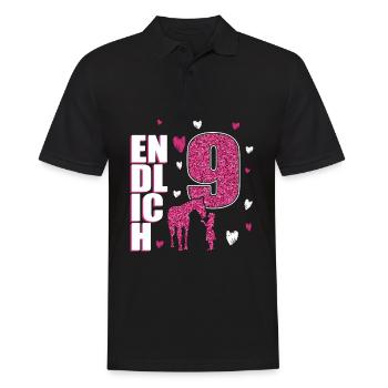 Endlich 9 Pferd Pony - Männer Poloshirt - Schwarz - Vorne - Kai (181cm)