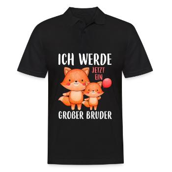 Großer Bruder Fuchs Geschwister - Männer Poloshirt - Schwarz - Vorne - Kai (181cm)