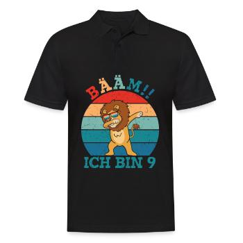 Bääm Ich bin 9 Löwe - Männer Poloshirt - Schwarz - Vorne - Kai (181cm)