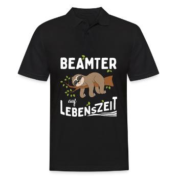 Faultier Beamter auf Lebenszeit - Männer Poloshirt - Schwarz - Vorne - Kai (181cm)