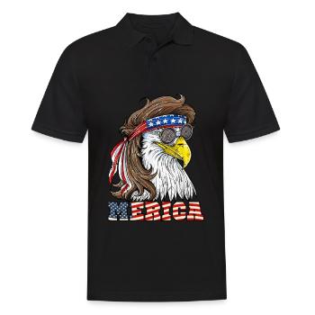 Eagle Merica 4th Of July USA - Männer Poloshirt - Schwarz - Vorne - Kai (181cm)
