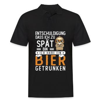 Entschuldigung dass ich zu spät bin Bier getrunken - Männer Poloshirt - Schwarz - Vorne - Kai (181cm)