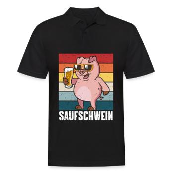 Biertrinker Schwein Saufschwein Bier Party - Männer Poloshirt - Schwarz - Vorne - Kai (181cm)