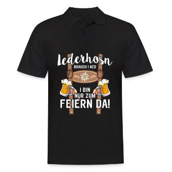 Lederhosn brauch i ned i bin nur zum feiern da - Männer Poloshirt - Schwarz - Vorne - Kai (181cm)