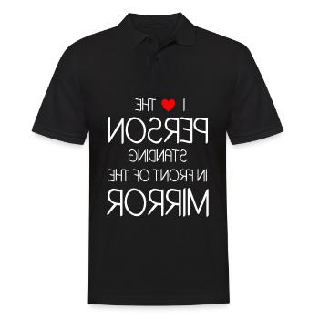 I Love The Person Standing In Front Of The Mirror - Männer Poloshirt - Schwarz - Vorne - Kai (181cm)