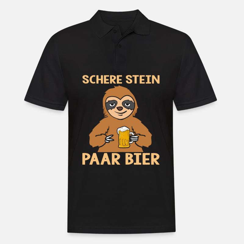 Bier Faultier - Männer Poloshirt - Schwarz