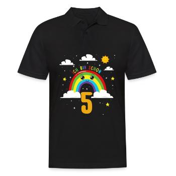 Anniversaire arc-en-ciel 5 ans J’ai 5 ans - Polo Homme - noir - Devant - Kai (181cm)