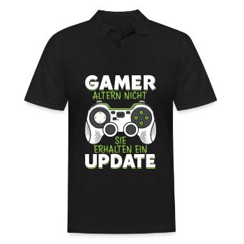 GAMER altern nicht sie erhalten ein UPDATE - Männer Poloshirt - Schwarz - Vorne - Kai (181cm)