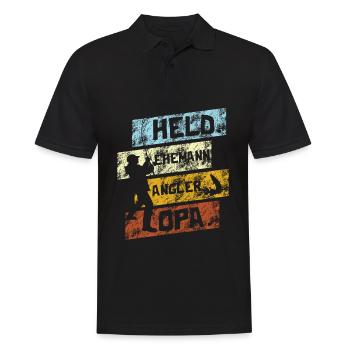 Héros mari pêcheur grand-père pêcheur cadeau de fête des pères - Polo Homme - noir - Devant - Kai (181cm)