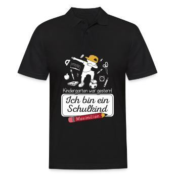 Ich bin ein Schulkind Maximilian - Männer Poloshirt - Schwarz - Vorne - Kai (181cm)