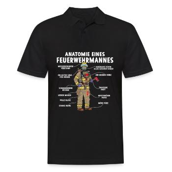Anatomie eines Feuerwehrmannes - Männer Poloshirt - Schwarz - Vorne - Kai (181cm)