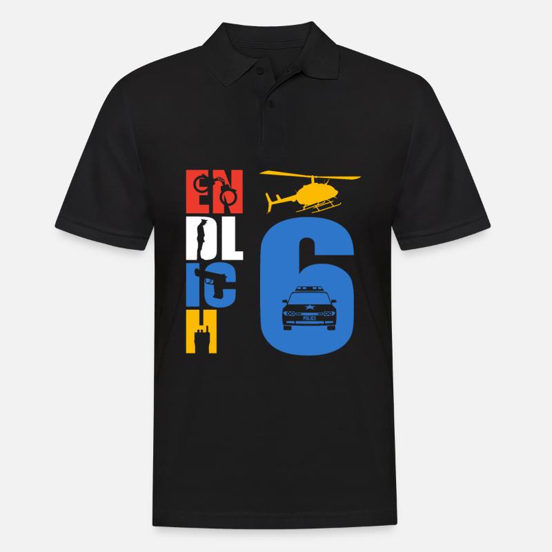 Endlich 6 Polizei - Männer Poloshirt - Schwarz