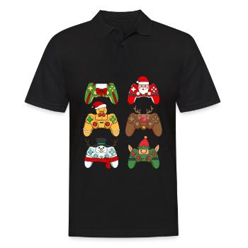 Christmas Gaming Controller - Männer Poloshirt - Schwarz - Vorne - Kai (181cm)