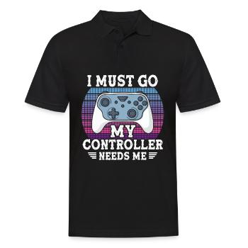 I Must Go My Controller Needs Me - Männer Poloshirt - Schwarz - Vorne - Kai (181cm)