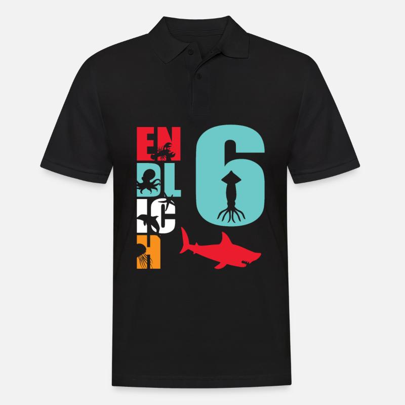 Endlich 6 Hai Fisch - Männer Poloshirt - Schwarz