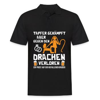 Tapfer gekämpft aber gegen den Drachen verloren - Männer Poloshirt - Schwarz - Vorne - Kai (181cm)