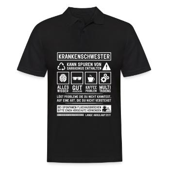 Kann Spuren von Sarkasmus enthalten - Männer Poloshirt - Schwarz - Vorne - Kai (181cm)