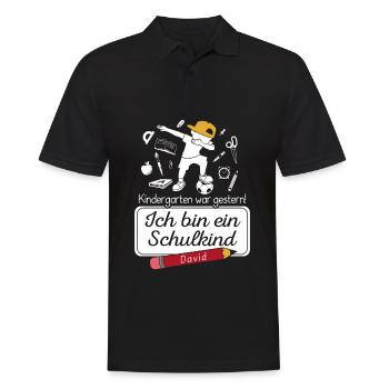 I am a school child David - Men's Polo Shirt - black - Front - Kai (181cm)