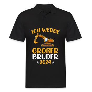Je vais être un excavateur grand frère en 2024 - Polo Homme - noir - Devant - Kai (181cm)