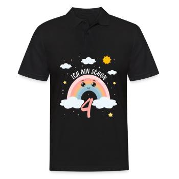 Anniversaire arc-en-ciel 4 ans J’ai 4 ans - Polo Homme - noir - Devant - Kai (181cm)