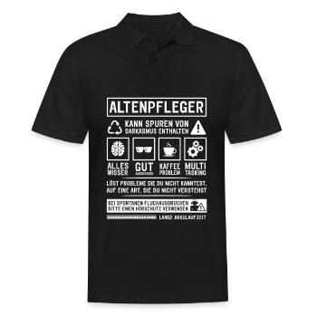 Kann Spuren von Sarkasmus enthalten - Männer Poloshirt - Schwarz - Vorne - Kai (181cm)