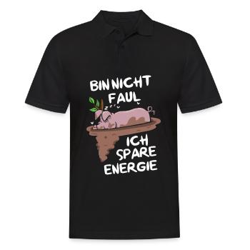Bin Nicht Faul Ich Spare Energie Hängebauchschwein - Männer Poloshirt - Schwarz - Vorne - Kai (181cm)