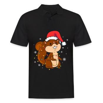 Squirrel Christmas - Men's Polo Shirt - black - Front - Kai (181cm)