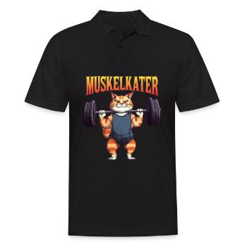 Katze Muskelkater - Männer Poloshirt - Schwarz - Vorne - Kai (181cm)