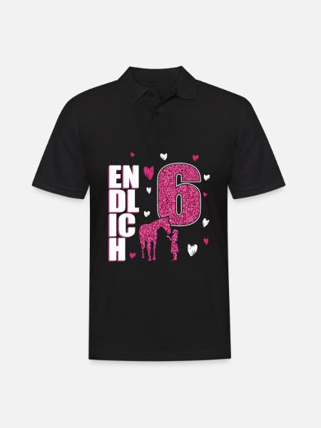 Endlich 6 Pferd Pony - Männer Poloshirt - Schwarz