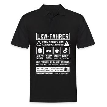 Kann Spuren von Sarkasmus enthalten - Männer Poloshirt - Schwarz - Vorne - Kai (181cm)
