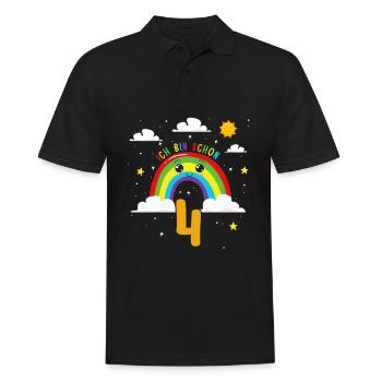 Anniversaire arc-en-ciel 4 ans J’ai 4 ans - Polo Homme - noir - Devant - Kai (181cm)