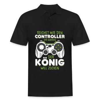 Reichet mir den Controller König Konsole Gamer - Männer Poloshirt - Schwarz - Vorne - Kai (181cm)